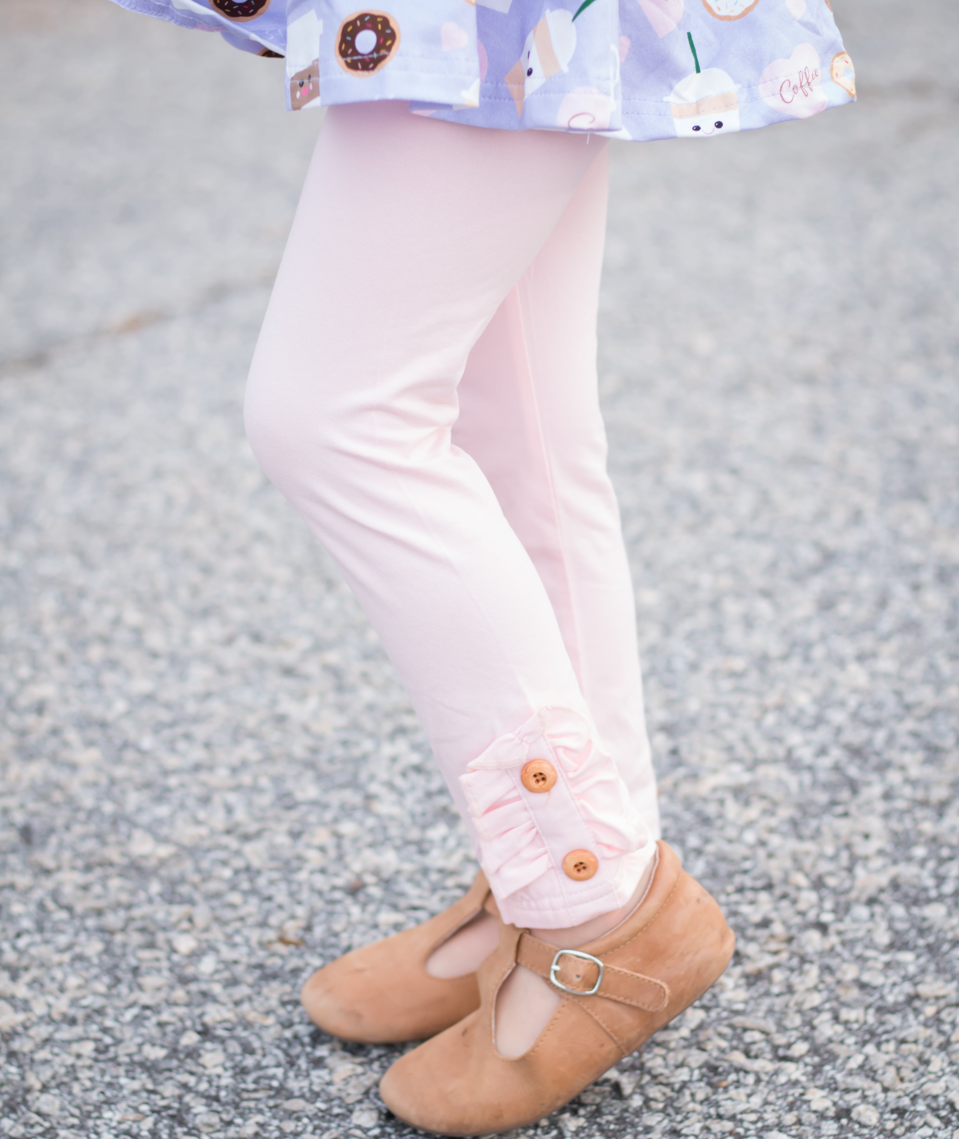 {Light Pink} Button Leggings