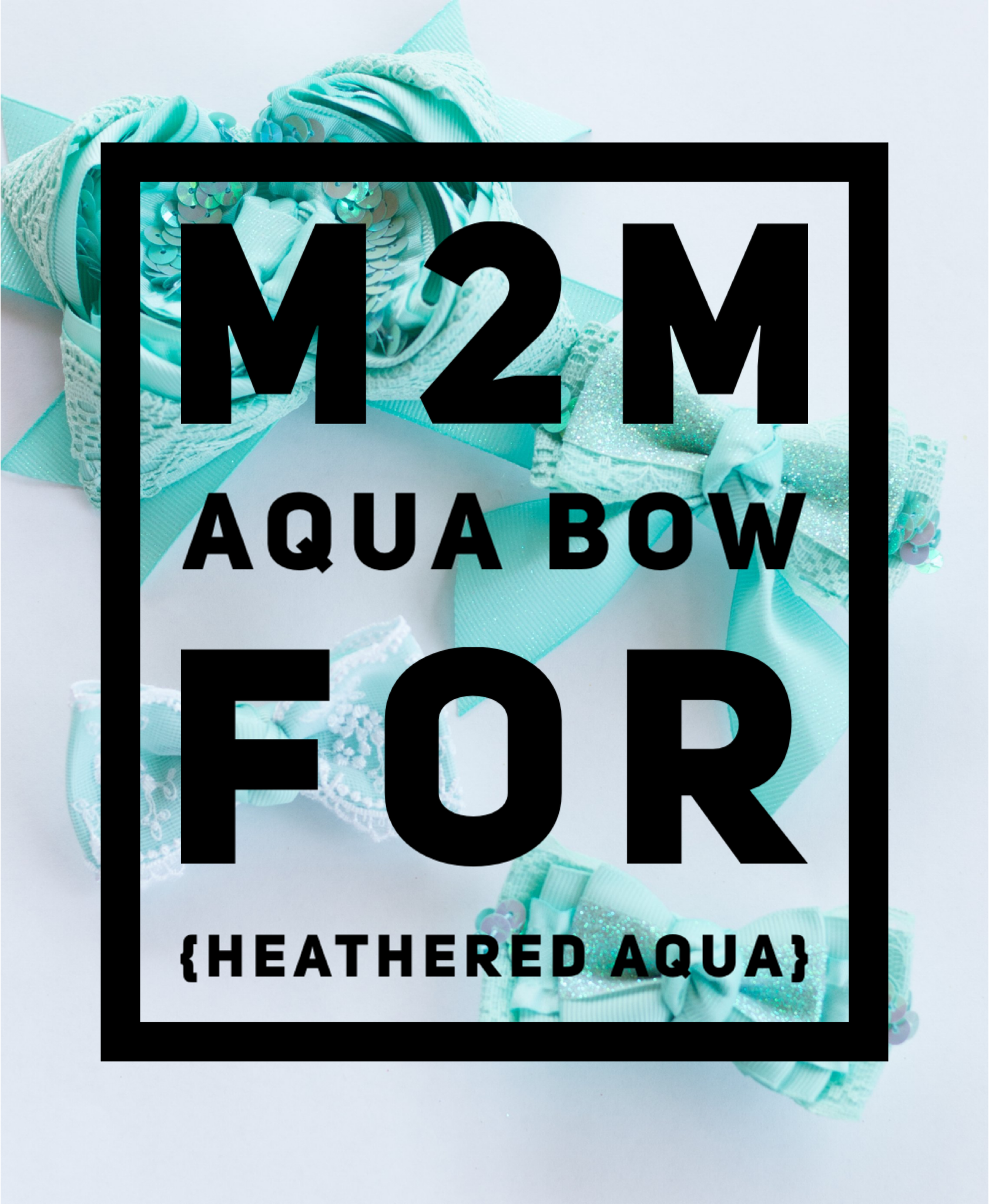 M2M AQUA Bow for {Heathered Aqua} Peplum & Button Shorties